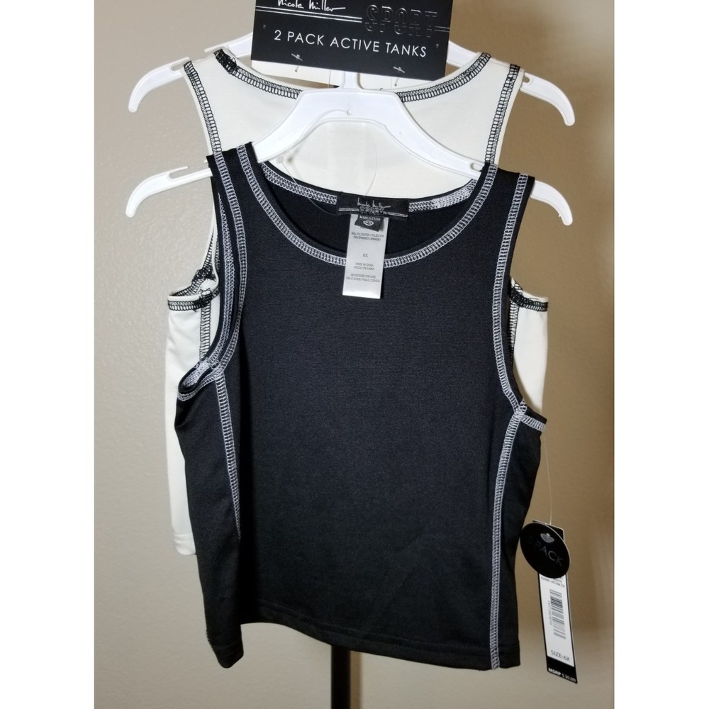 Nicole Miller Girls 6X Active Tank Tops 2 Pack Athletic Sport Workout Lounge NWT